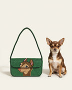 Custom Hand-Beaded Pet Portrait Shoulder Bag