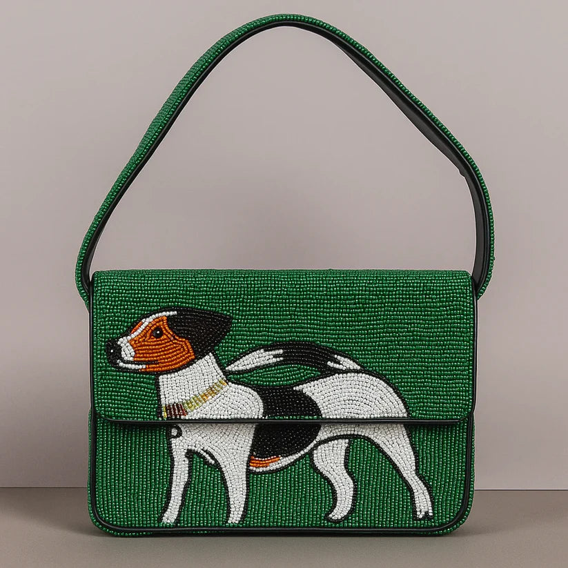 Custom Hand-Beaded Pet Portrait Shoulder Bag