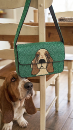 Custom Hand-Beaded Pet Portrait Shoulder Bag