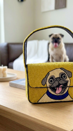 Custom Hand-Beaded Pet Portrait Shoulder Bag