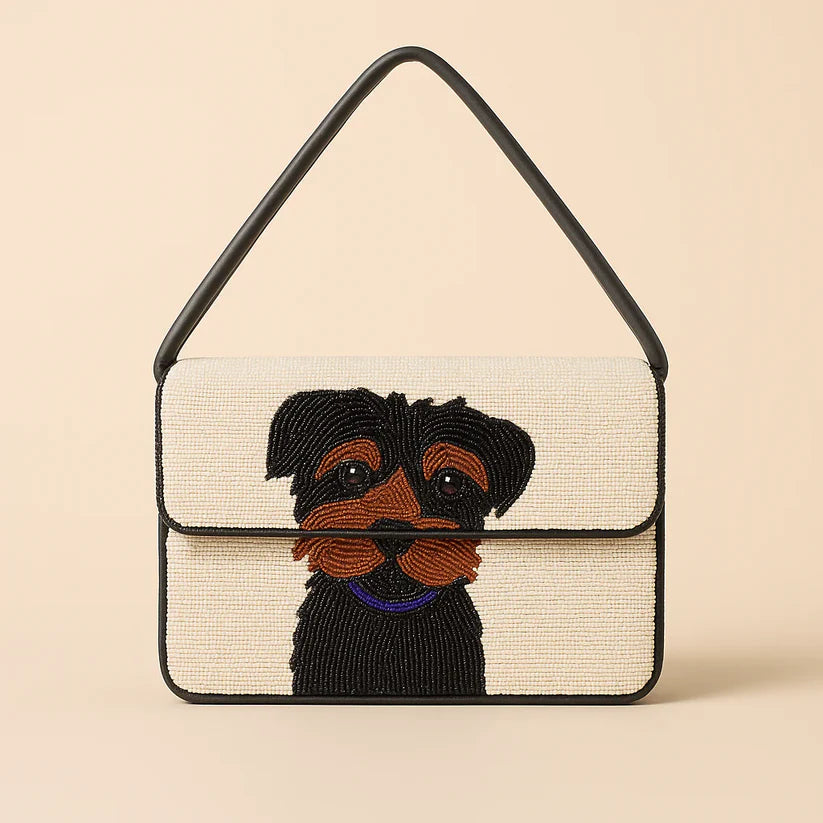 Custom Hand-Beaded Pet Portrait Shoulder Bag