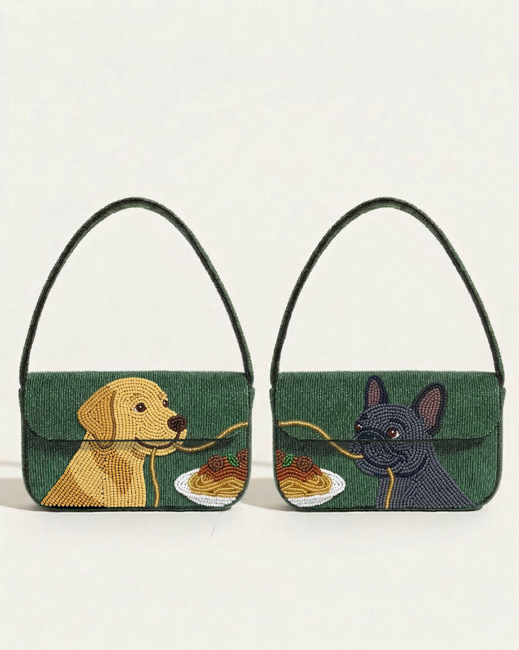 Custom Hand-Beaded Pet Portrait Shoulder Bag