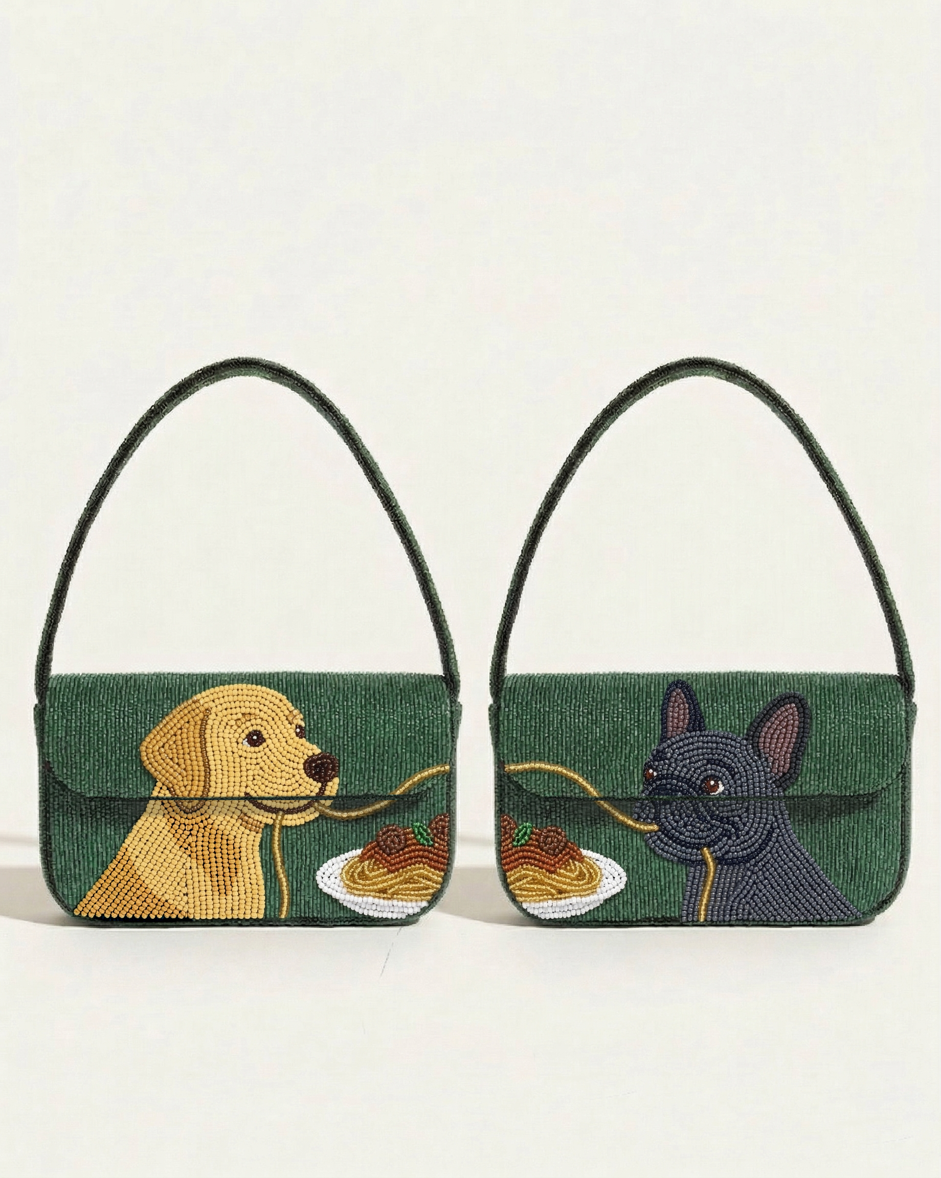 Custom Hand-Beaded Pet Portrait Shoulder Bag