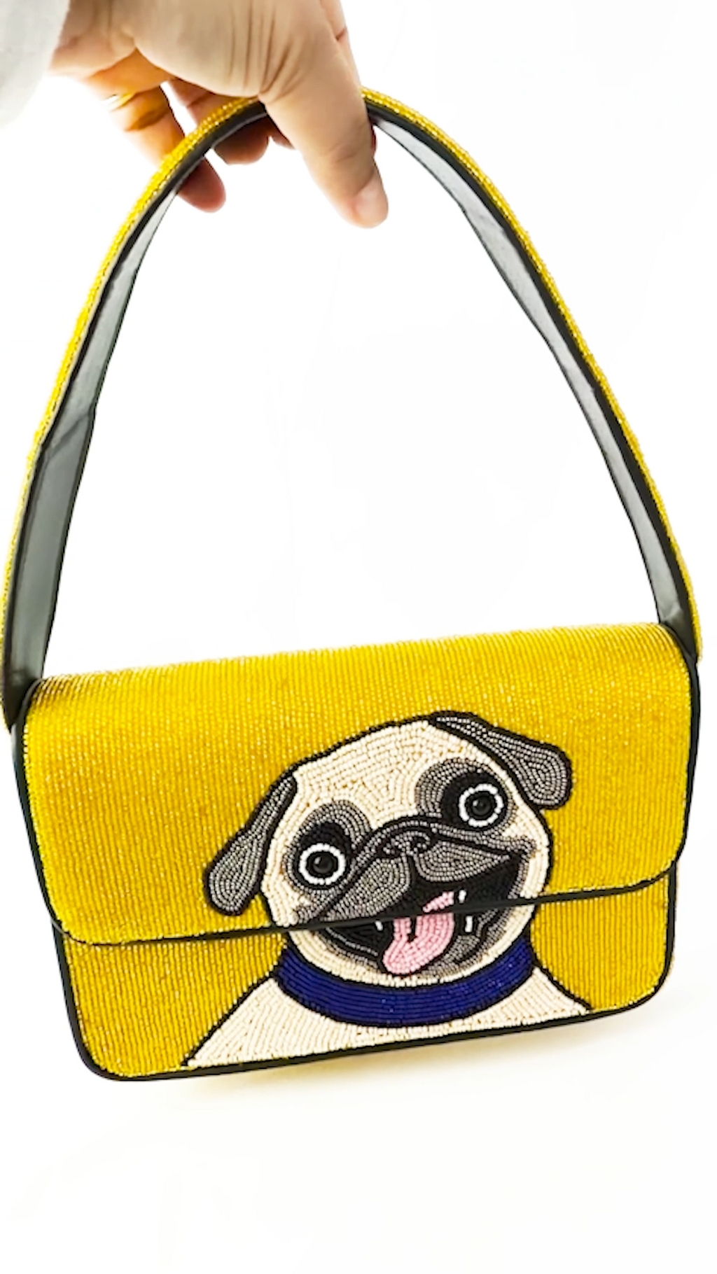 Custom Hand-Beaded Pet Portrait Shoulder Bag
